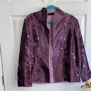 Elegant Purple Embroidered Women's Jacket